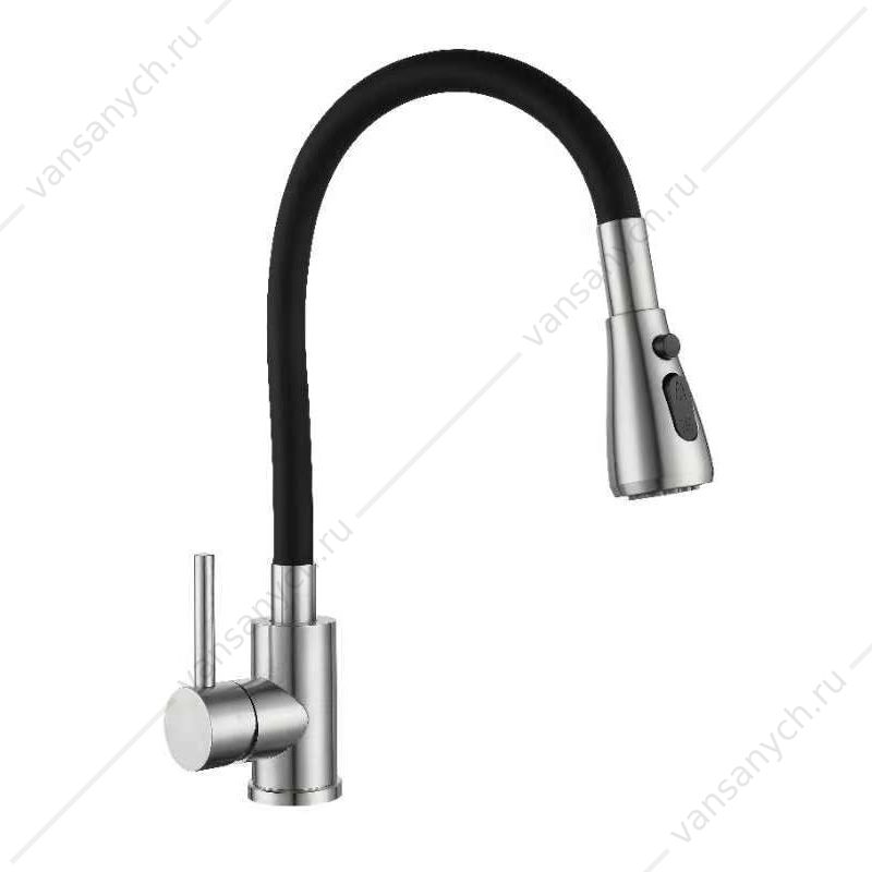 Смеситель для кухни GROSS AQUA  3241609SSB Neosteel нерж. сталь/черный, гибкий излив Gross Aqua (Россия) купить в Тюмени (Ван Саныч™)