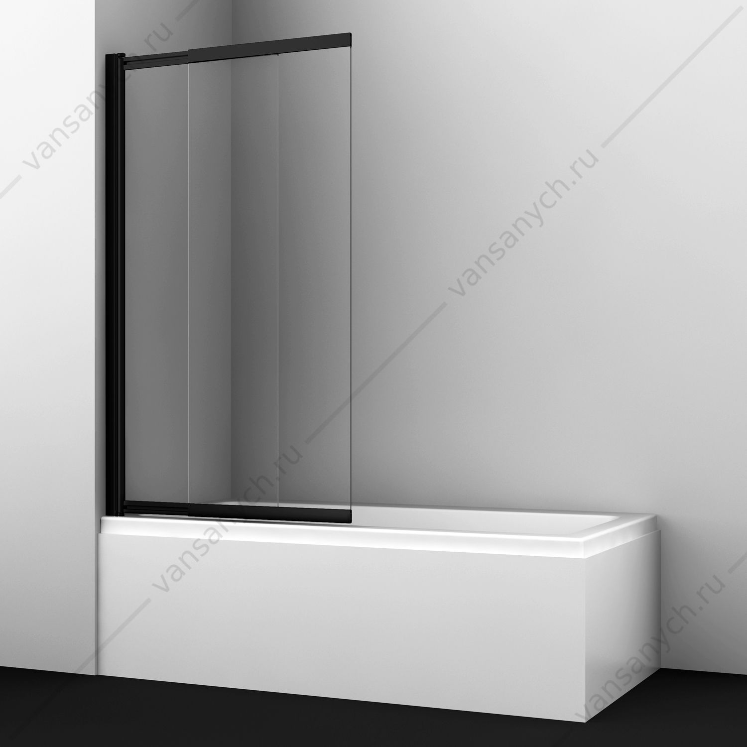 9063356 Шторка на ванну 100х140 Dill 61S02-100 WasserShutz, черный WasserKraft (Германия) купить в Тюмени (Ван Саныч™)