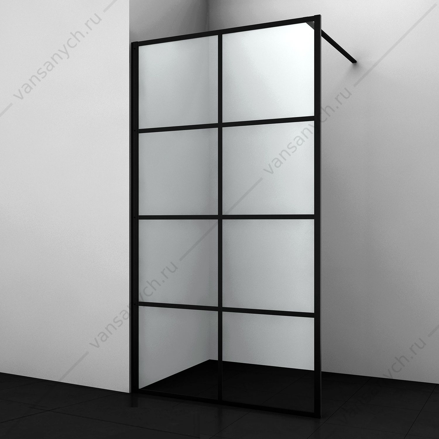 9063358 Душевая перегородка 120х200 Glan 66W40, черный WasserKraft (Германия) купить в Тюмени (Ван Саныч™)